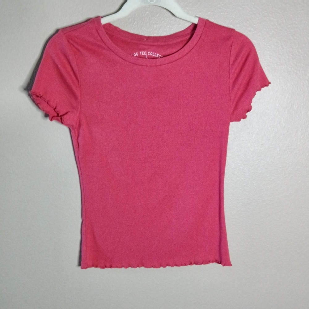 🦋 Aeropostale The OG Tee Collection Shrunken Tee Pink Ribbed Slim Fit  M NWT